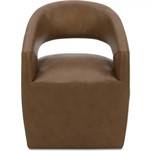 Barrow Rolling Caster Dining Chair in Tan Brown Leather