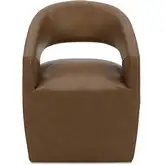 Barrow Rolling Caster Dining Chair in Tan Brown Leather