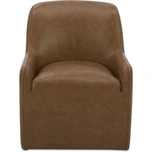 Maisie Rolling Dining Chair in Tan Top Grain Leather