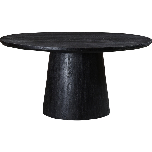 Cember 60" Round Dining Table in Distressed Black Mango Wood