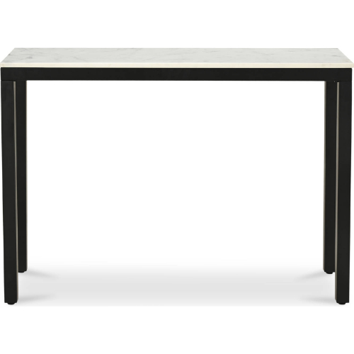 Parson Console Table in White Marble & Black Iron