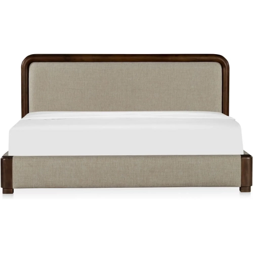 Bower Queen Bed in Dark Brown Wood & Linen