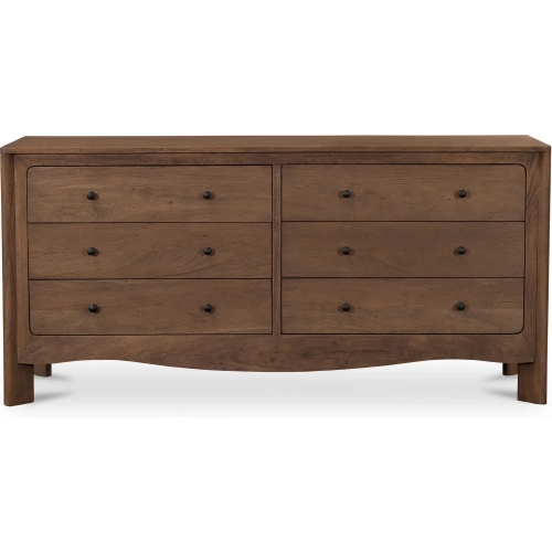 Mabel 6-Drawer Dresser in Brushed Dark Brown Acacia Wood