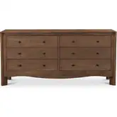 Mabel 6-Drawer Dresser in Brushed Dark Brown Acacia Wood
