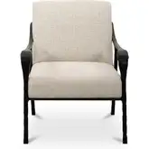 Rowe Accent Chair in Hammered Cast Aluminum & Beige Fabric