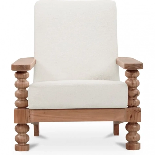 Ingrid Accent Chair in Acacia Wood & Off White Fabric