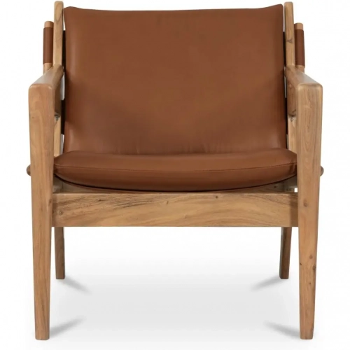 Baker Accent Chair in Brown Top Grain Leather & Wood