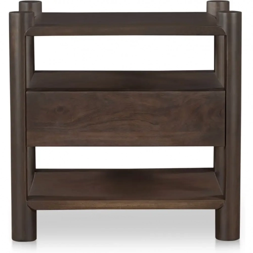 Devin Nightstand in Brown Acacia Wood