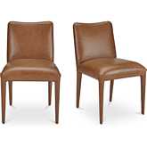 Calla Dining Chair in Brown Top Grain Leather (Set of 2)
