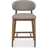 Ellie Counter Stool in Light Brown Fabric & Wood