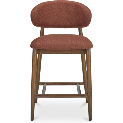 Ellie Counter Stool in Rust Red Fabric & Wood
