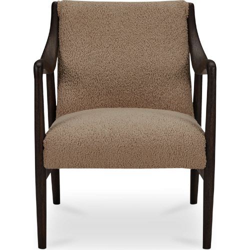 Yates Accent Chair in Beige Faux Shearling Fabric & Wood