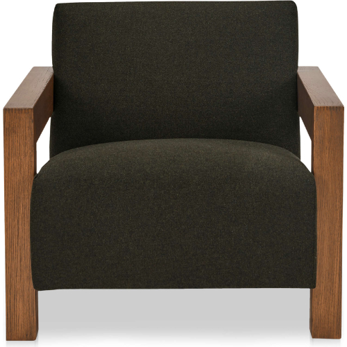 Garnet Lounge Accent Chair in Olive Green Wool Blend Fabric & Wood