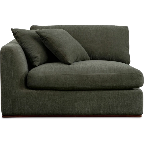 Rue Modular Sectional Left Arm Facing Chair in Deep Green Fabric