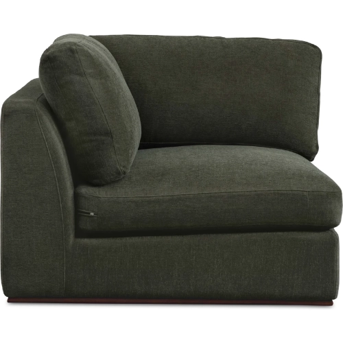 Rue Modular Sectional Unit Corner Chair in Deep Green Fabric