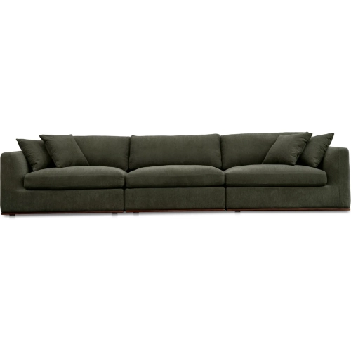Rue 3 Piece Modular Sofa in Dark Green Fabric