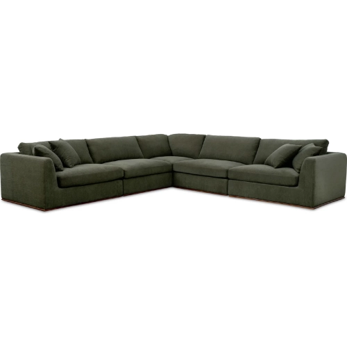 Rue 5 Piece L Modular Sectional Sofa in Dark Green Fabric