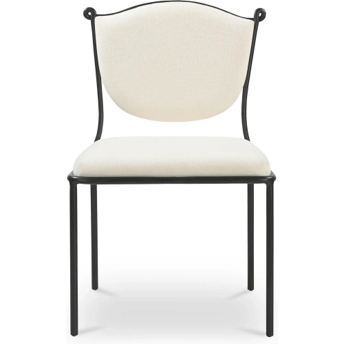 Ferris Dining Chair in Hammered Iron & Cream Fabric