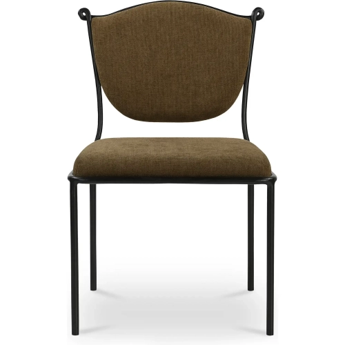 Ferris Dining Chair Hammered Iron & Green Fabric