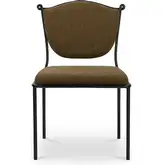 Ferris Dining Chair Hammered Iron & Green Fabric