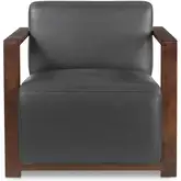 Barnes Accent Chair in Black Top Grain Leather & Wood