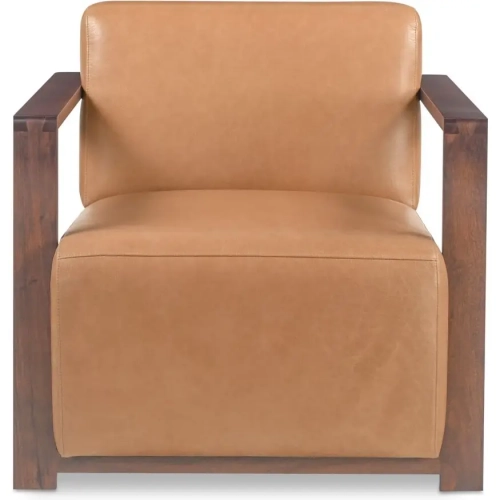 Barnes Accent Chair in Tan Brown Top Grain Leather & Wood