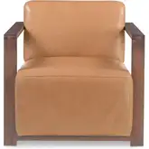 Barnes Accent Chair in Tan Brown Top Grain Leather & Wood