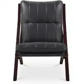 Preston Accent Chair in Black Top Grain Leather & Wood