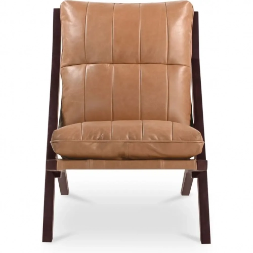 Preston Accent Chair in Tan Top Grain Leather & Wood