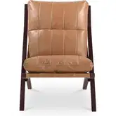 Preston Accent Chair in Tan Top Grain Leather & Wood