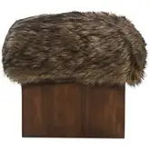 Serge Ottoman in Brown Multicolor Faux Fur & Wood