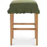 Anna Counter Stool in Green Fabric & Teak Walnut Finish