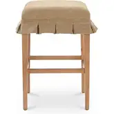 Anna Counter Stool in Light Brown Fabric & Teak Walnut Finish