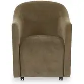 Drava Rolling Barrel Dining Chair in Green Fabric