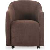 Drava Rolling Dining Chair in Dark Brown Fabric