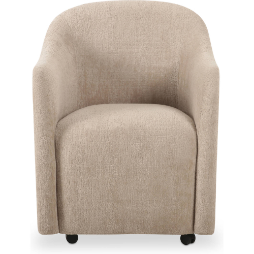 Drava Rolling Dining Chair in Beige Fabric