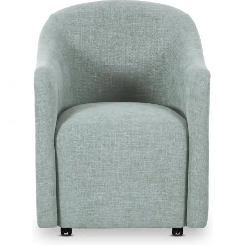 Drava Rolling Barrel Dining Chair in Light Blue Fabric