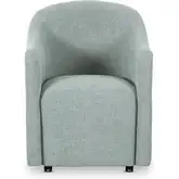 Drava Rolling Barrel Dining Chair in Light Blue Fabric