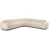 Roman L Shaped Sectional Sofa in Tufted Oat Beige Fabric