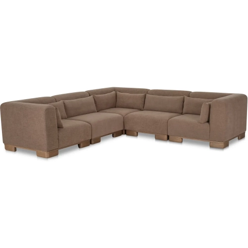 June Classic L Modular Sectional Sofa in Dark Brown Fabric