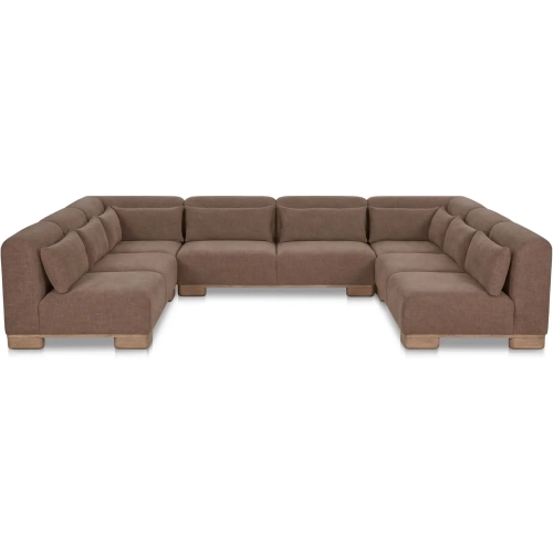 June U Shaped Modular Sectional Sofa in Dark Brown Fabric