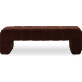 Verity Bench in Channel Tufted Warm Brown Velvet Fabric