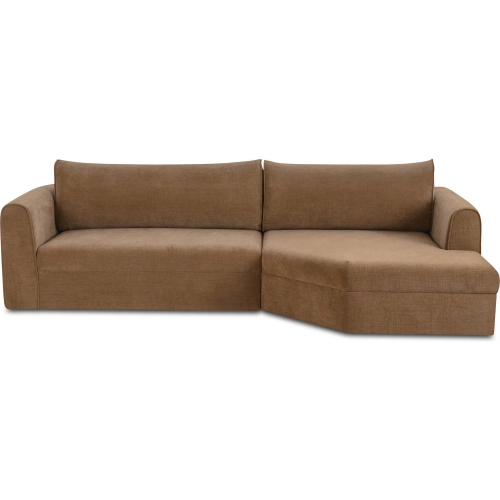 Madrid Sectional Sofa w/ Right Facing Chaise in Taupe Brown Fabric