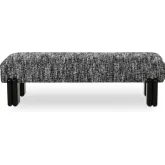 Priya Bench in Textured Black Fabric & High Gloss Iron