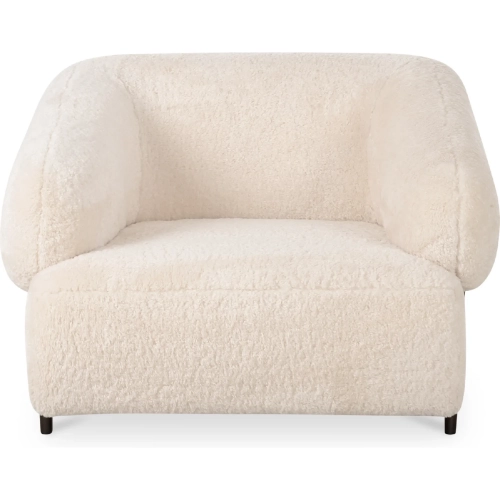 Devlin Accent Lounge Chair in Cream Faux Fur & Wood