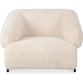 Devlin Accent Lounge Chair in Cream Faux Fur & Wood