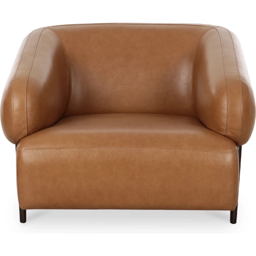 Devlin Accent Lounge Chair in Tan Brown Top Grain Leather & Wood