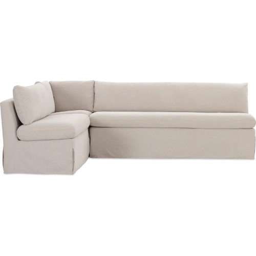 Fable 100.5" L Shape Dining Banquette in Beige Fabric Slipcover