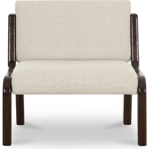 Edie Accent Chair in Flecked Ivory Fabric & Wood