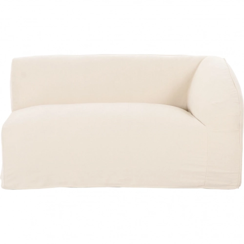 Isla Right Arm Facing Chair Modular Sectional Unit in Beige Off White Fabric